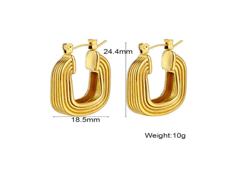 Gold Square Hoop Earrings
