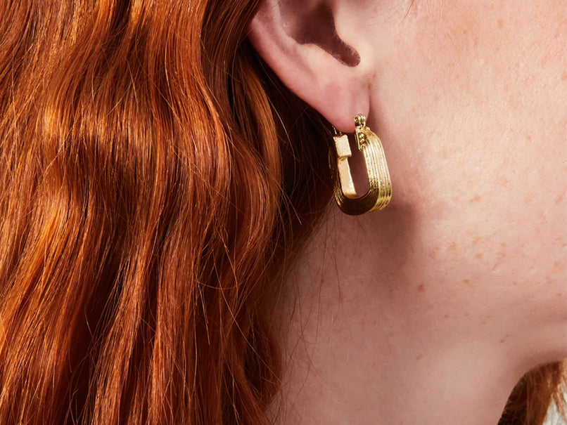 Gold Square Hoop Earrings