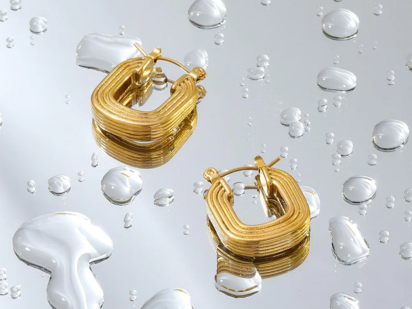 Gold Square Hoop Earrings