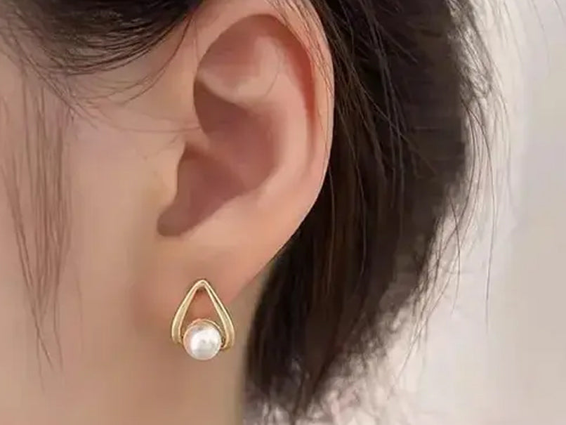 Golden Teardrop Pearl Studs