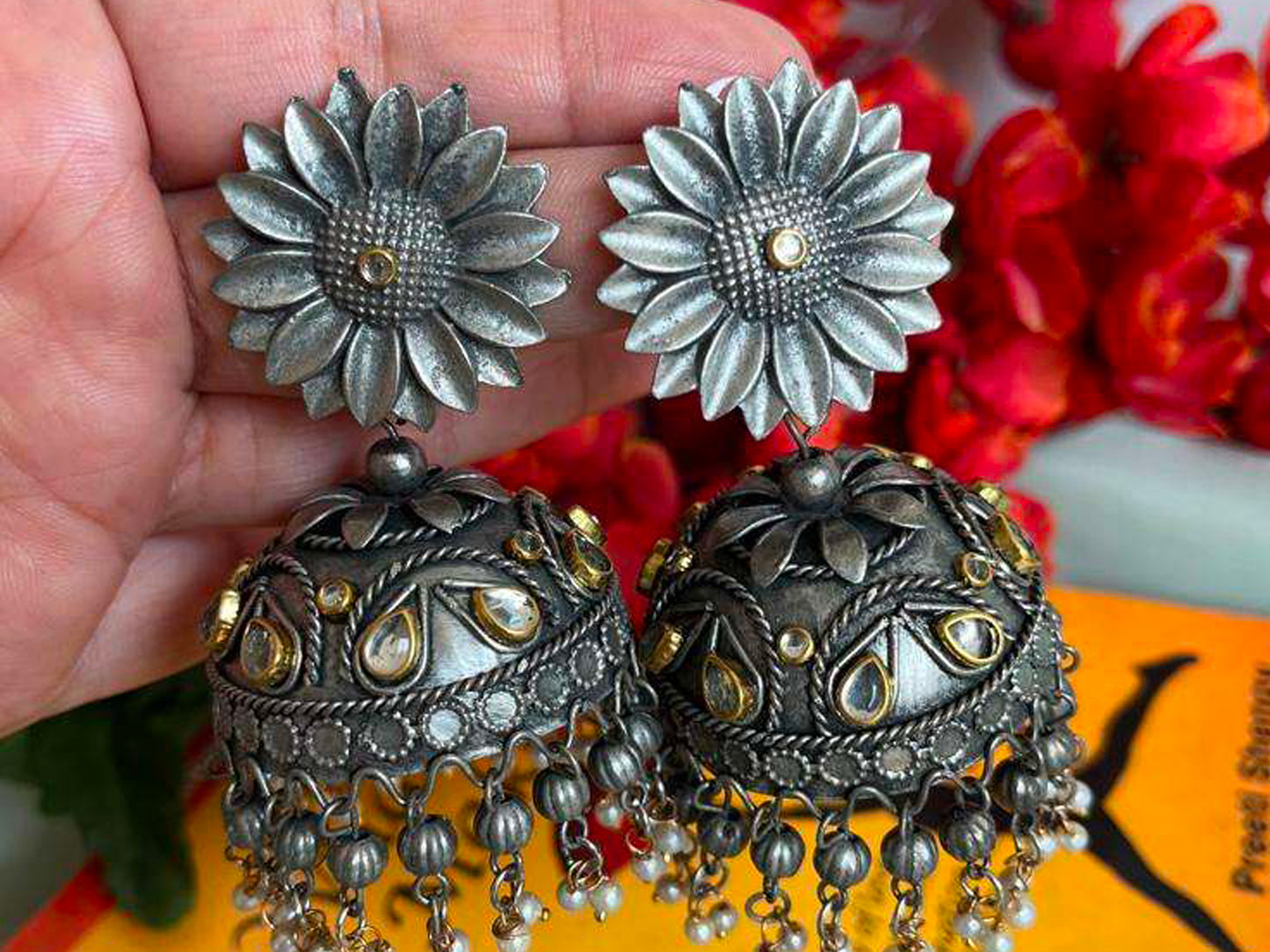 Surajmukhi - Lightweight Oxidised Jhumka