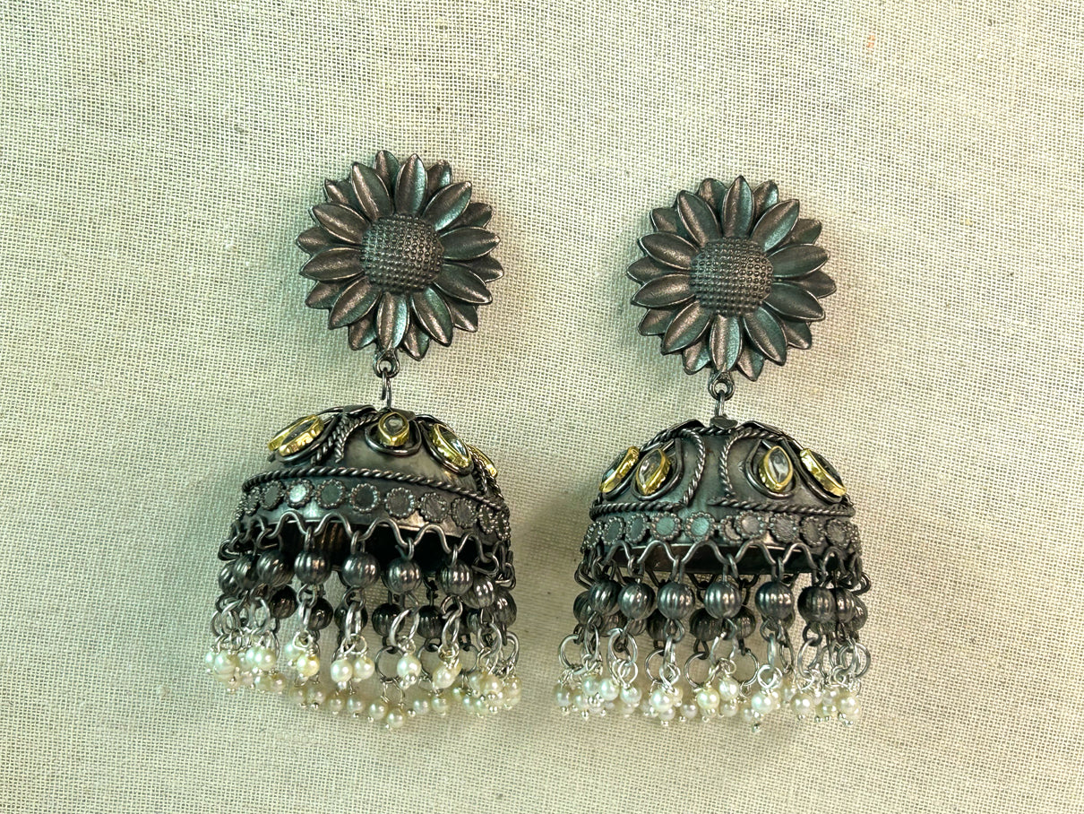 Surajmukhi - Lightweight Oxidised Jhumka