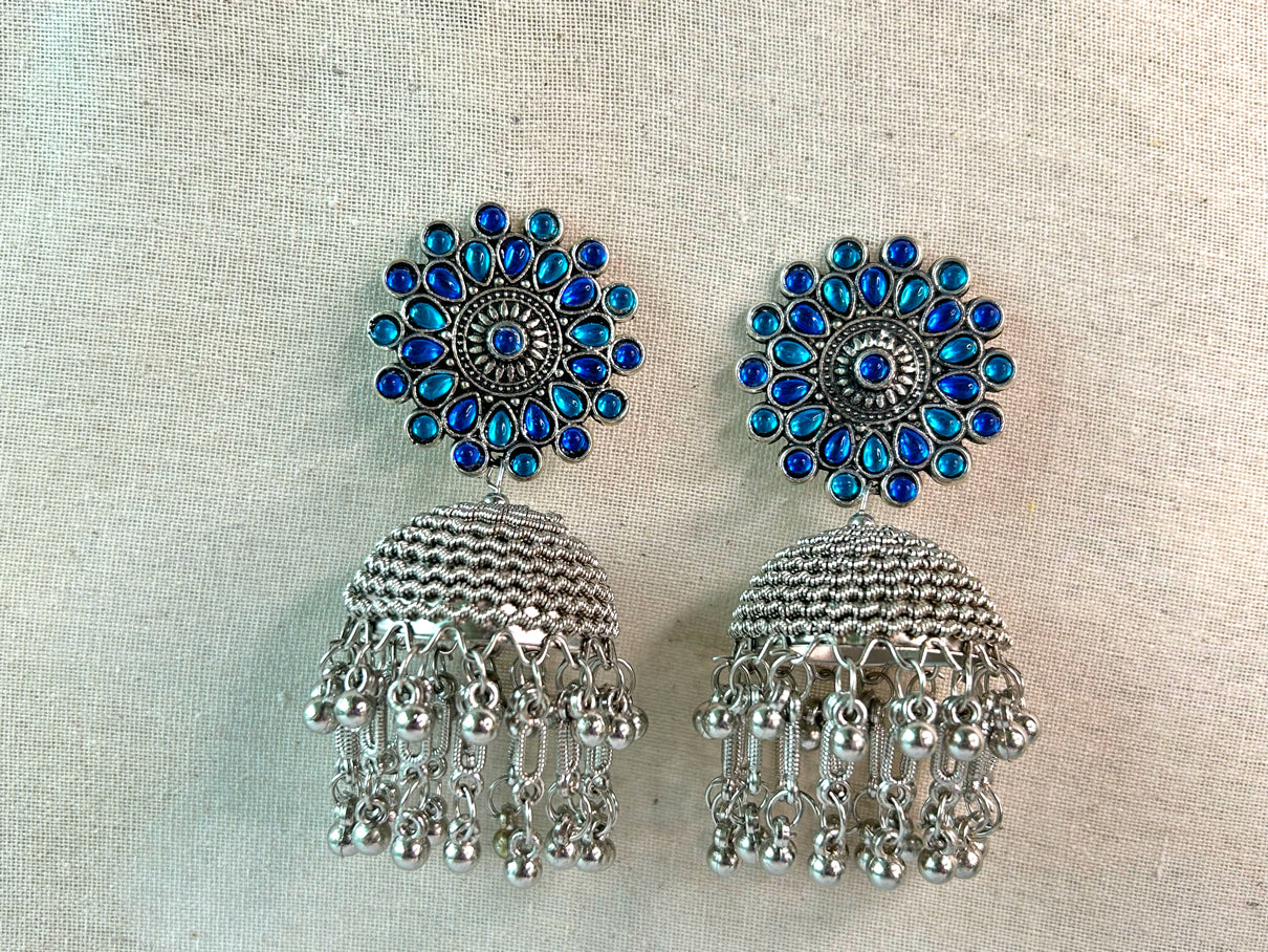 Neelkanth - Lightweight Oxidised Jhumka