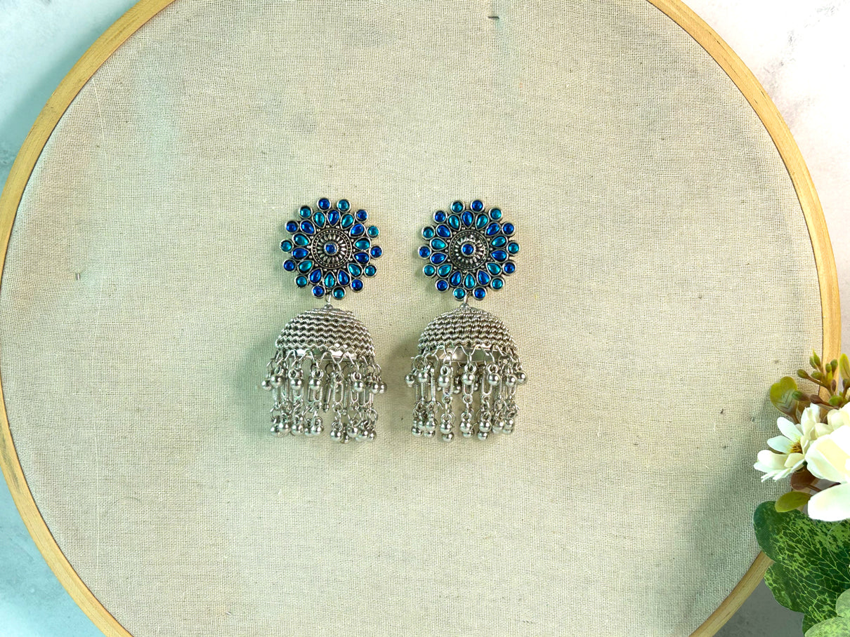 Neelkanth - Lightweight Oxidised Jhumka