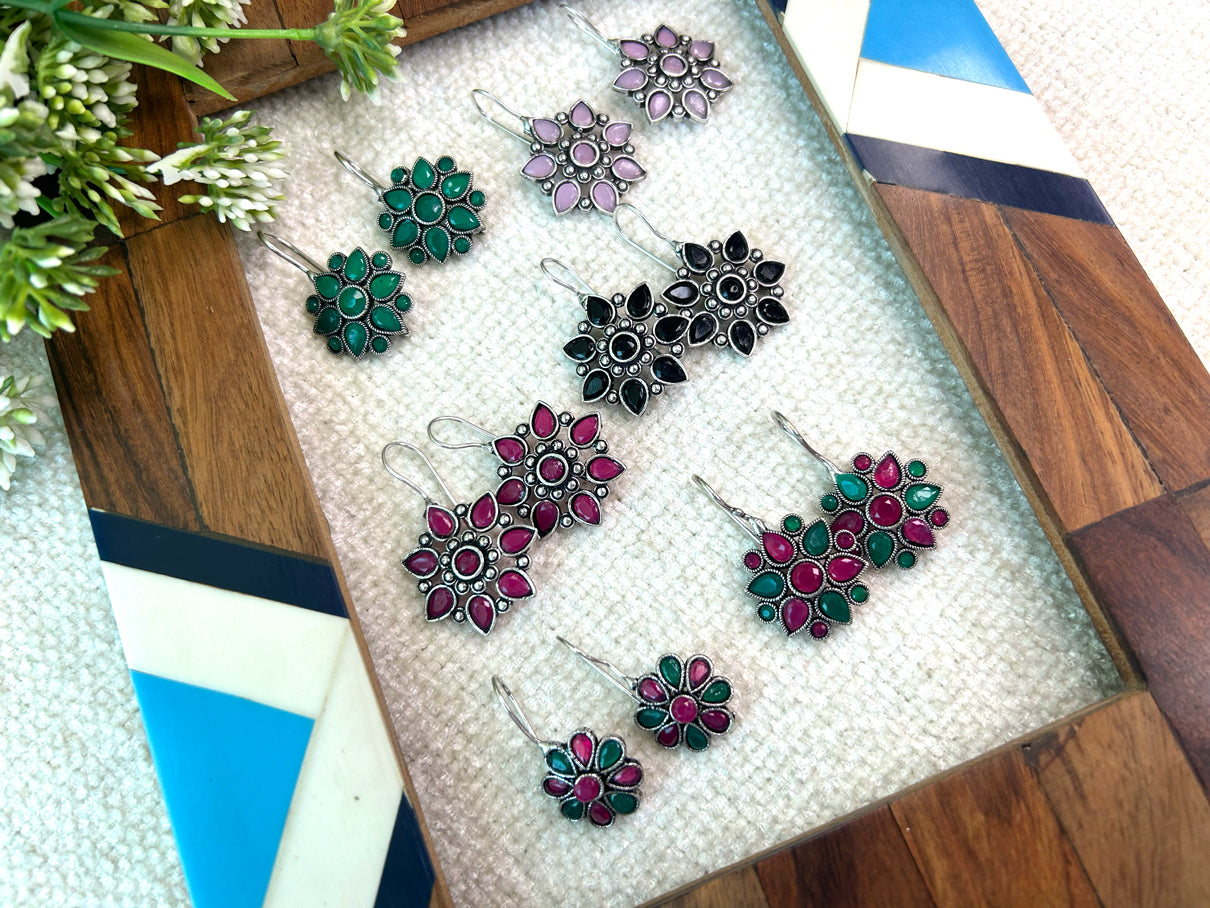 Phulkari Floral Brass Earrings