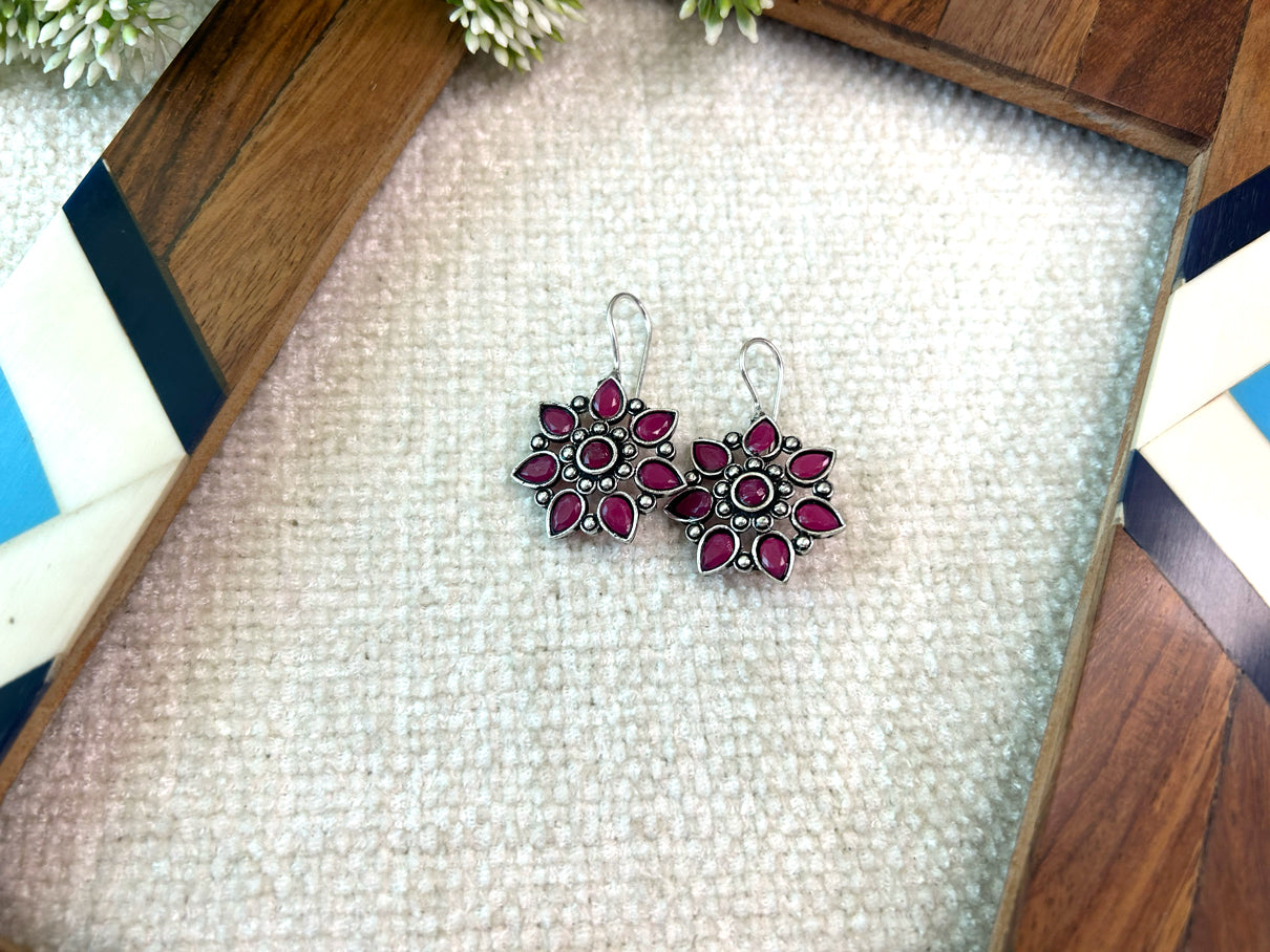 Phulkari Floral Brass Earrings