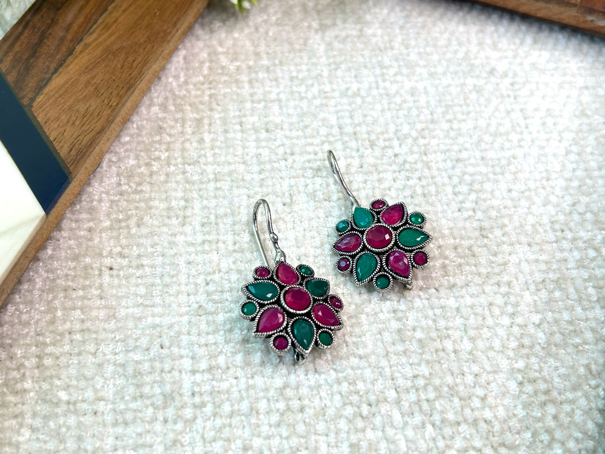 Phulkari Floral Brass Earrings