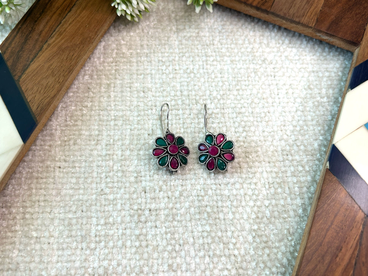 Phulkari Floral Brass Earrings