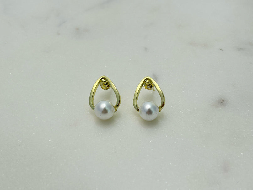 Golden Teardrop Pearl Studs