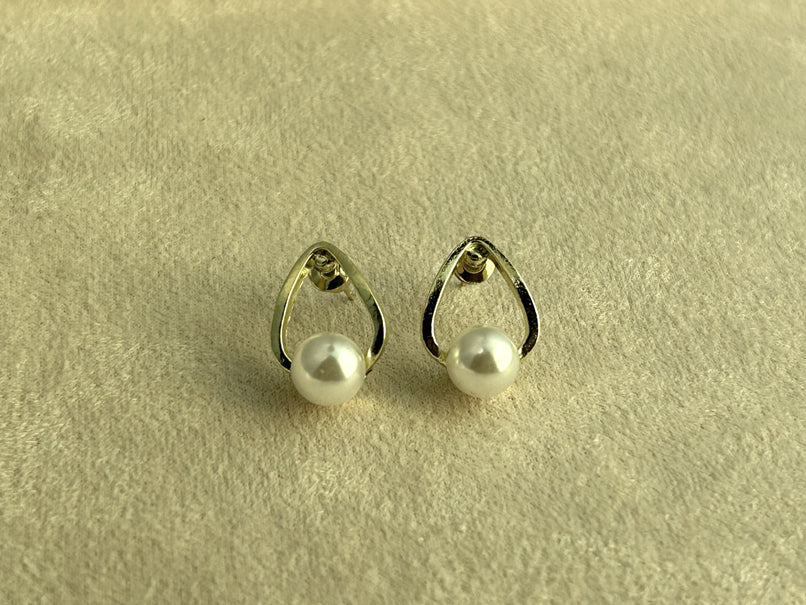 Golden Teardrop Pearl Studs
