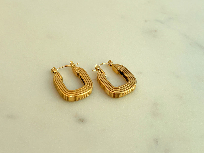 Gold Square Hoop Earrings