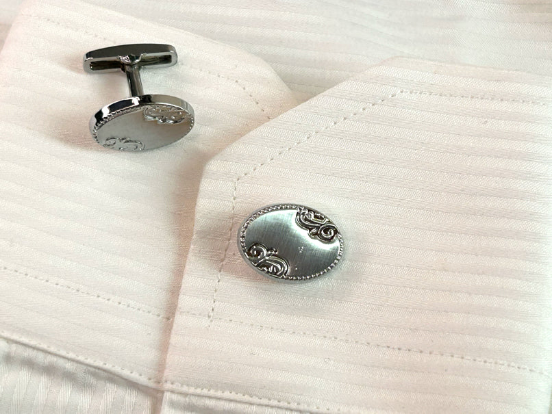Men’s Oval Engraved Scroll Cufflinks