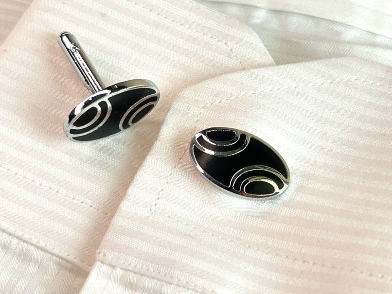 Men’s Oval Orbit Line Cufflinks