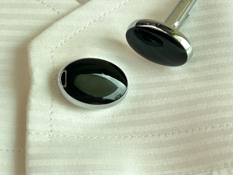 Men’s Black Oval Gloss Cufflinks