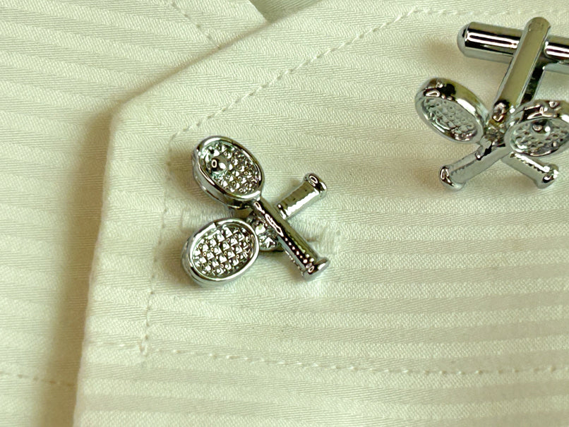 Men’s Silver Tennis Racket Cufflinks