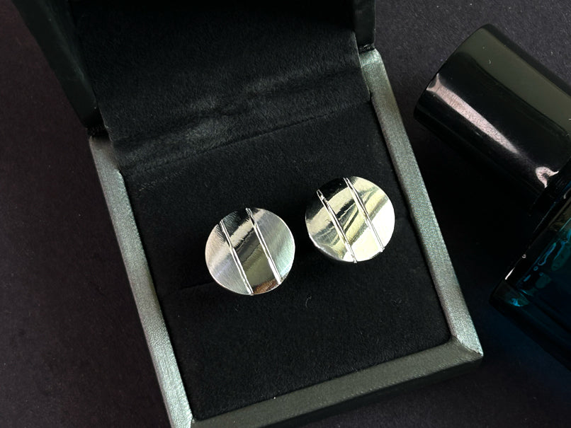 Men’s Axis Stripe Metallic Cufflinks