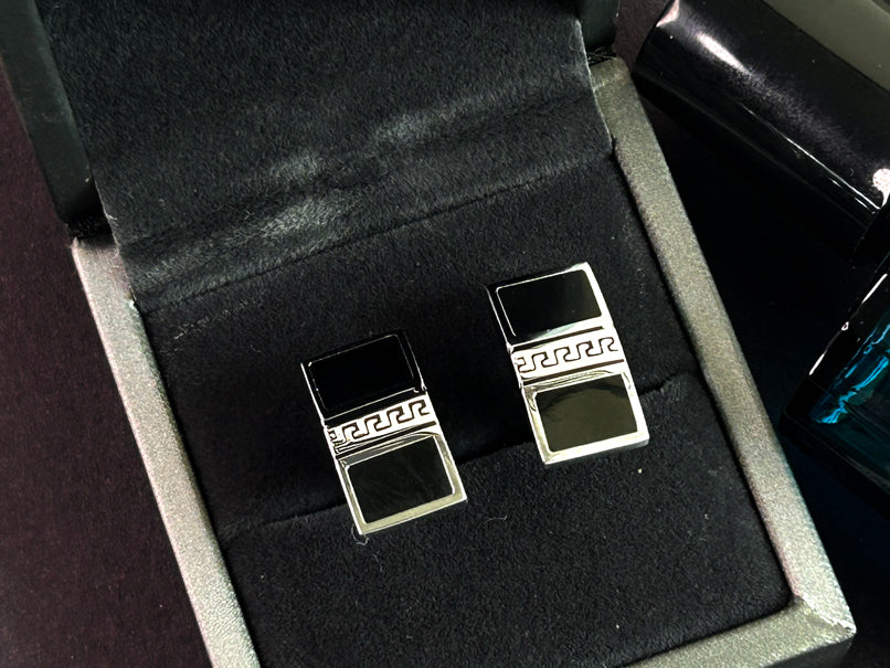 Men’s Dual Square Greek Key Cufflinks