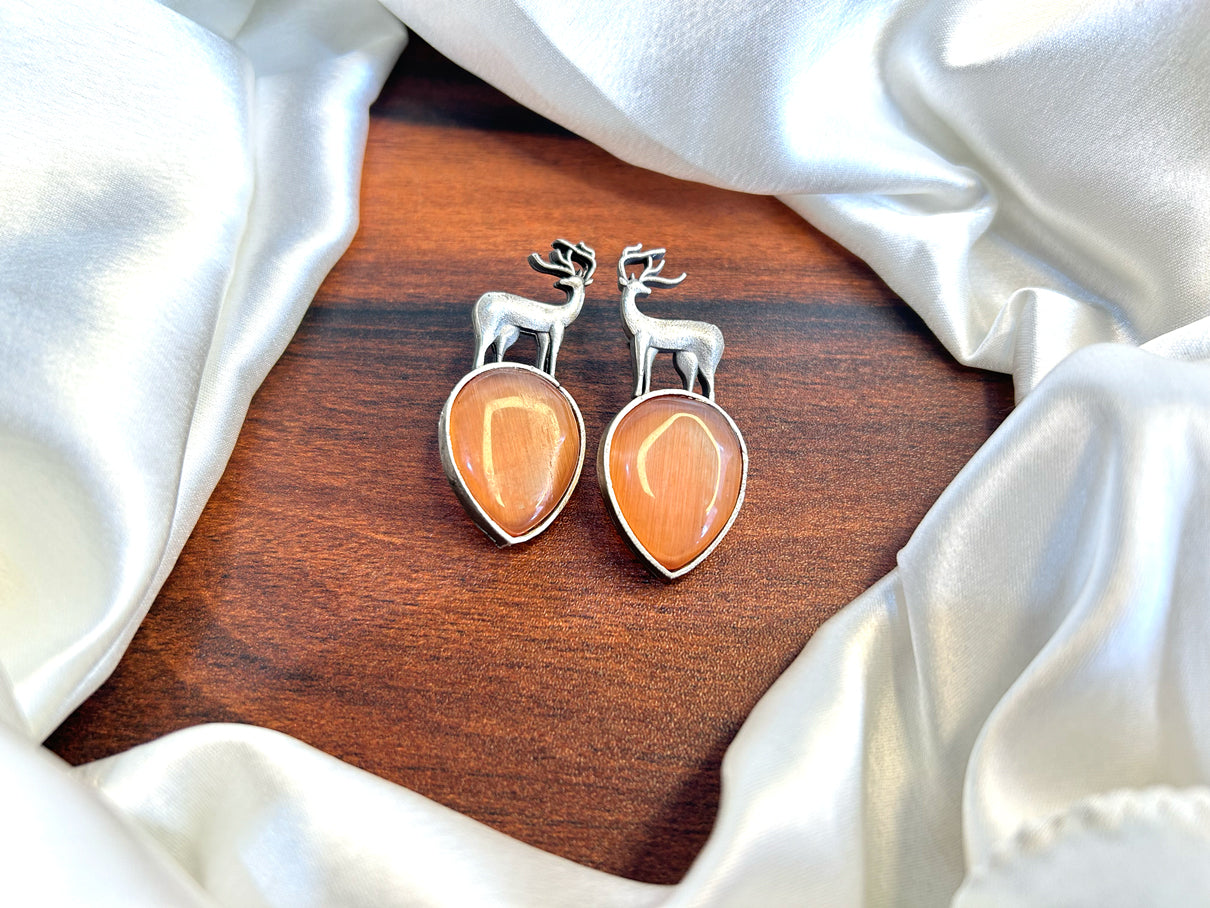 Silver Deer - Brass Earrings