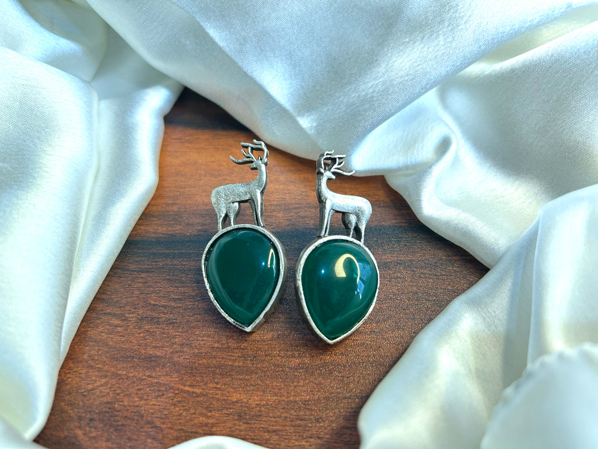 Silver Deer - Brass Earrings
