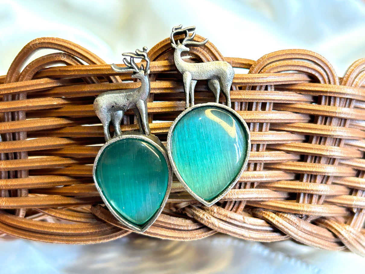 Silver Deer - Brass Earrings