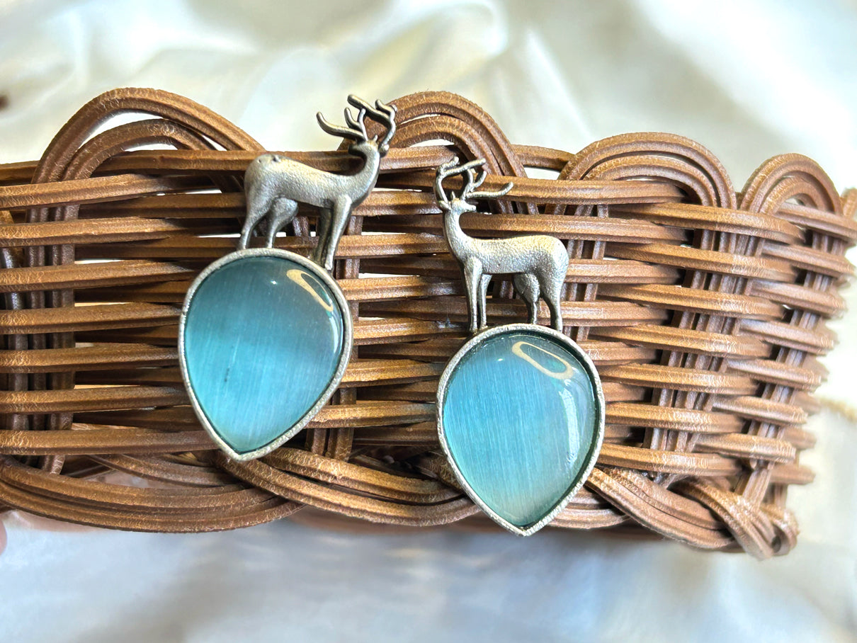 Silver Deer - Brass Earrings