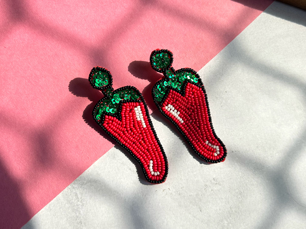 Mirchi - Handmade Beaded Earrings
