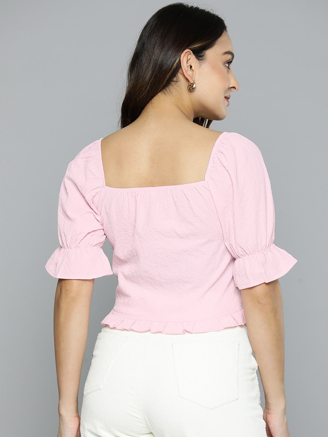 Square-Neck Top with Short Sleeves