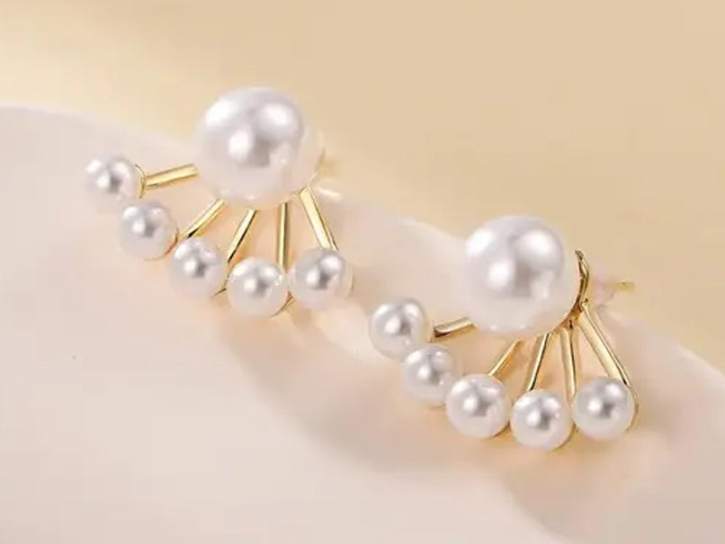 Golden Faux Pearl Studs