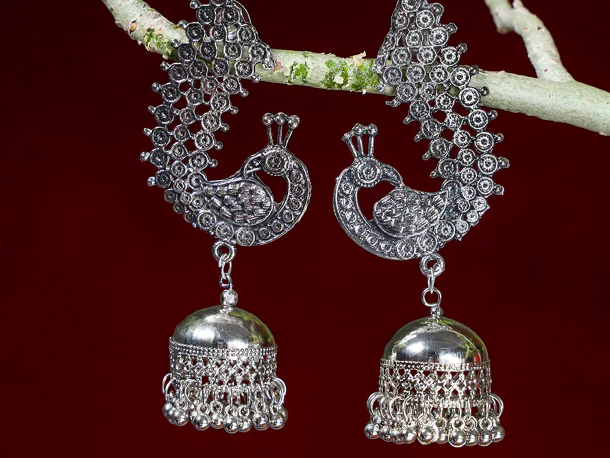 Mayuri - Lightweight Oxidised Jhumka