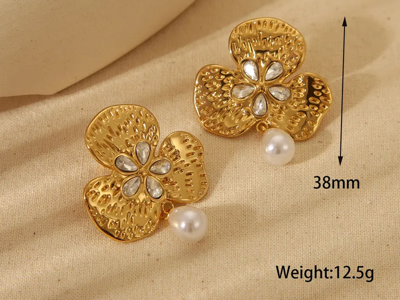Golden Orchid Drop Earrings