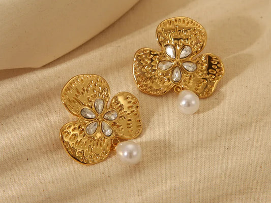 Golden Orchid Drop Earrings