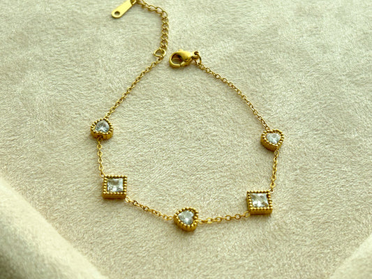 Heart Square Gold Plated Bracelet
