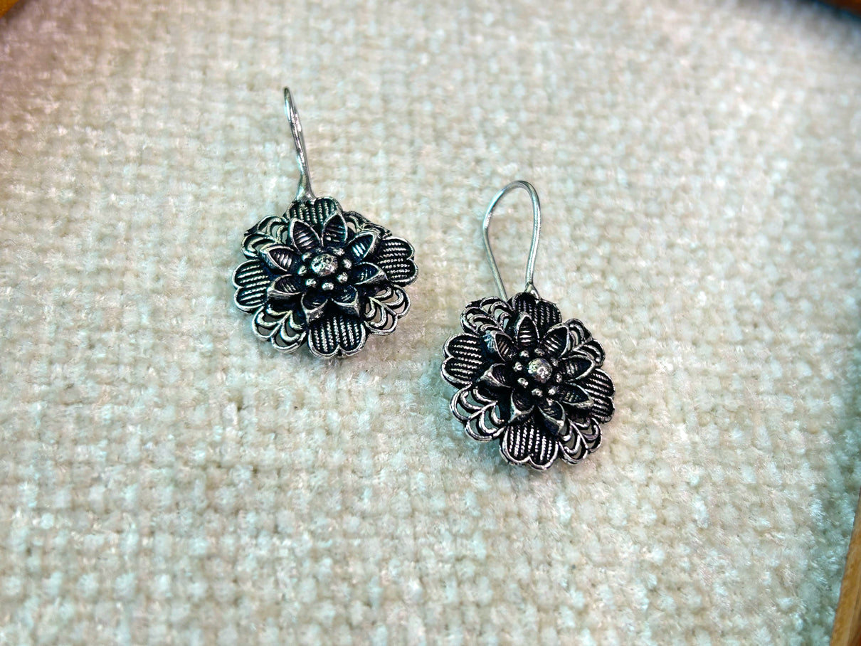 Vintage Flower Brass Earrings