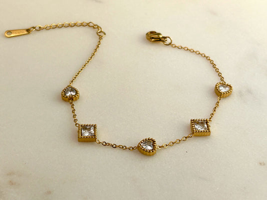 Heart Square Gold Plated Bracelet
