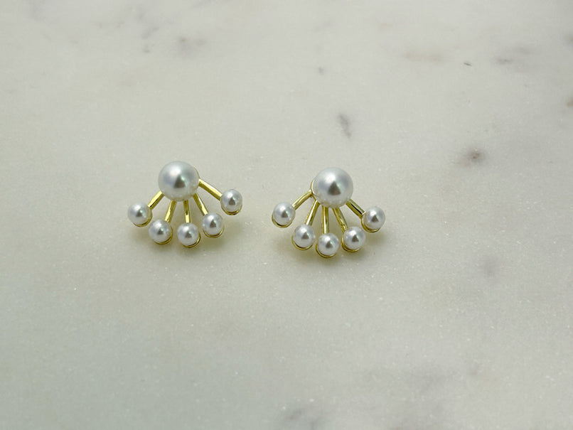 Golden Faux Pearl Studs