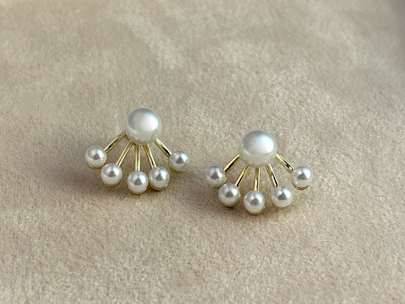 Golden Faux Pearl Studs
