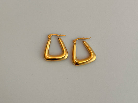 Triangular Chunky Mini Hoop Gold Earrings