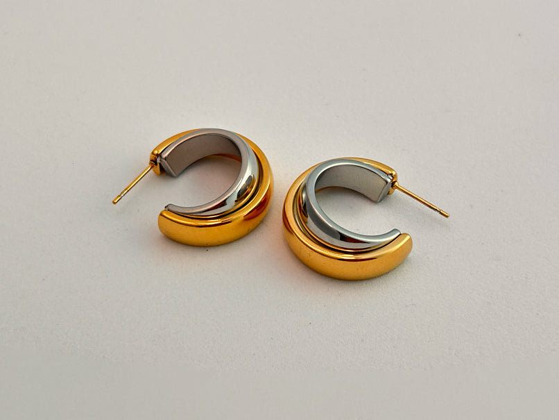 Intersect Double Toned Hoops