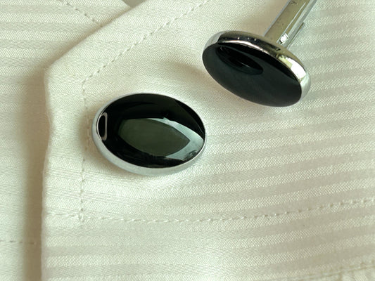Men’s Black Oval Gloss Cufflinks