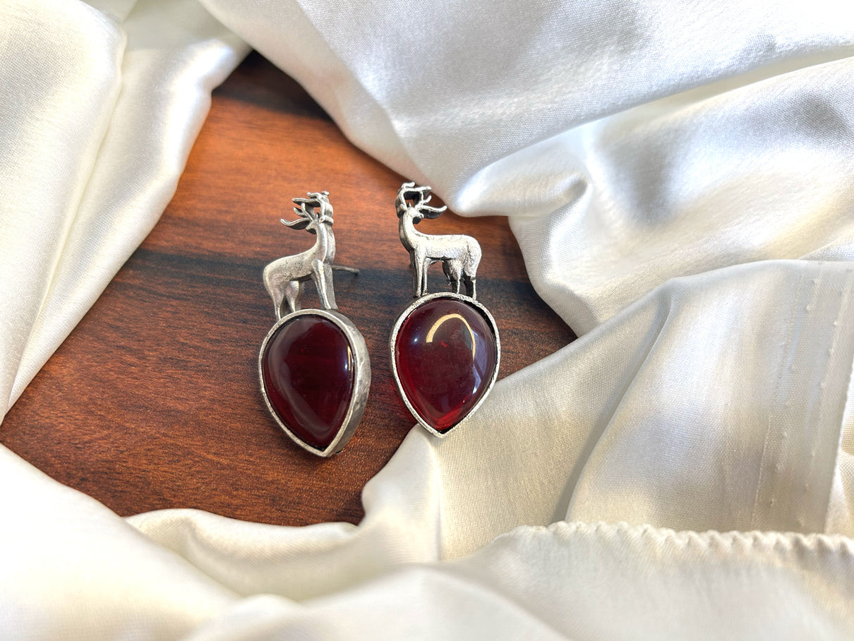 Silver Deer - Brass Earrings