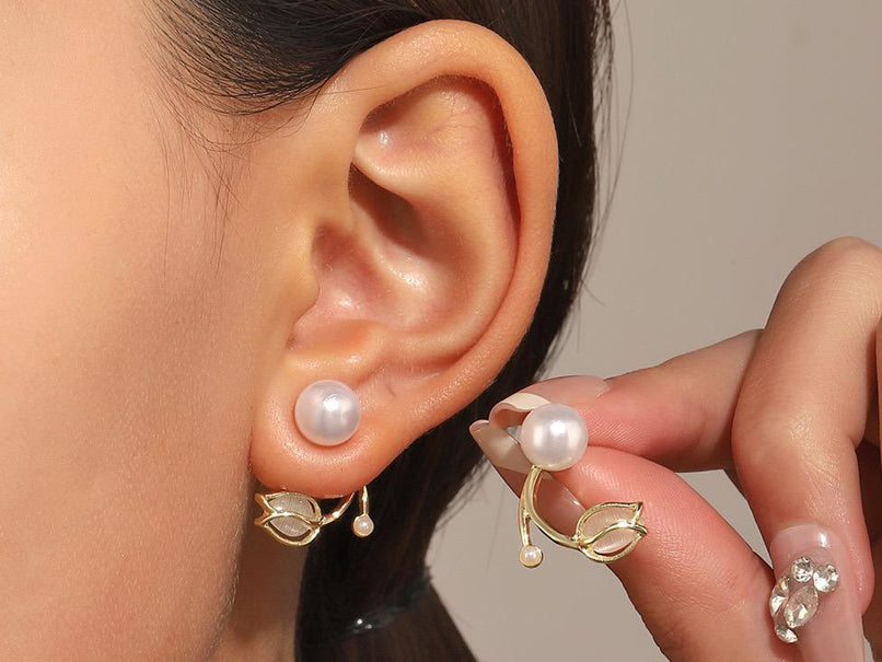 White Tulip Studs